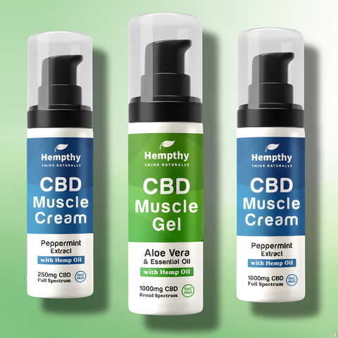 CBD Muscle Cream/Gel by Hempthy - 250mg-1000mg Broad Spectrum CBD - 50g