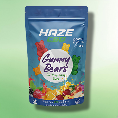 CBD Gummies by Haze CBD - 1000mg Vegan Gummies - 50mg Per Gummy - 100g