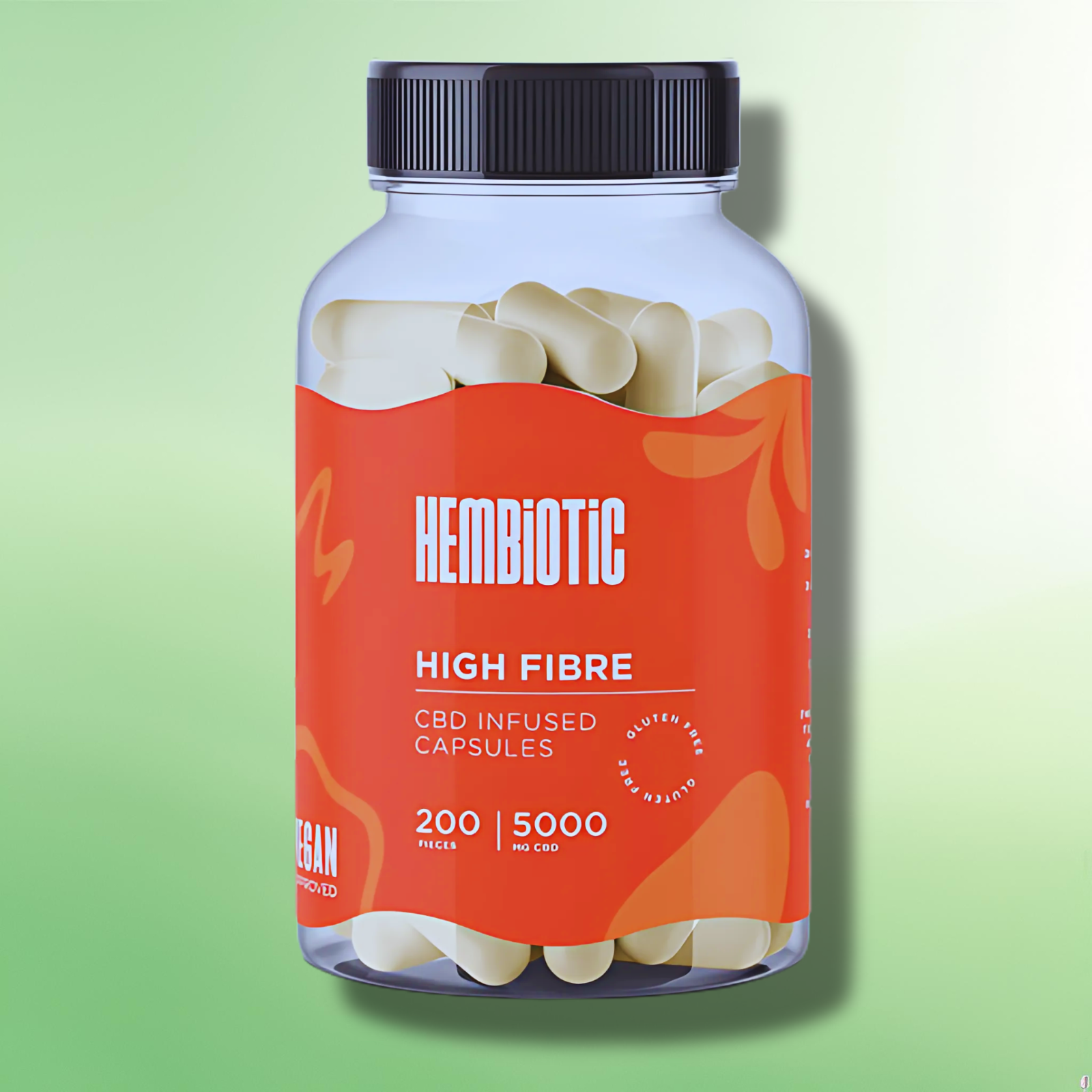 Organic CBD Capsules by Hembiotic - 750mg to 5000mg - Gluten Free - 30/200 Caps
