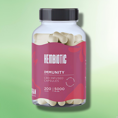 Organic CBD Capsules by Hembiotic - 750mg to 5000mg - Gluten Free - 30/200 Caps
