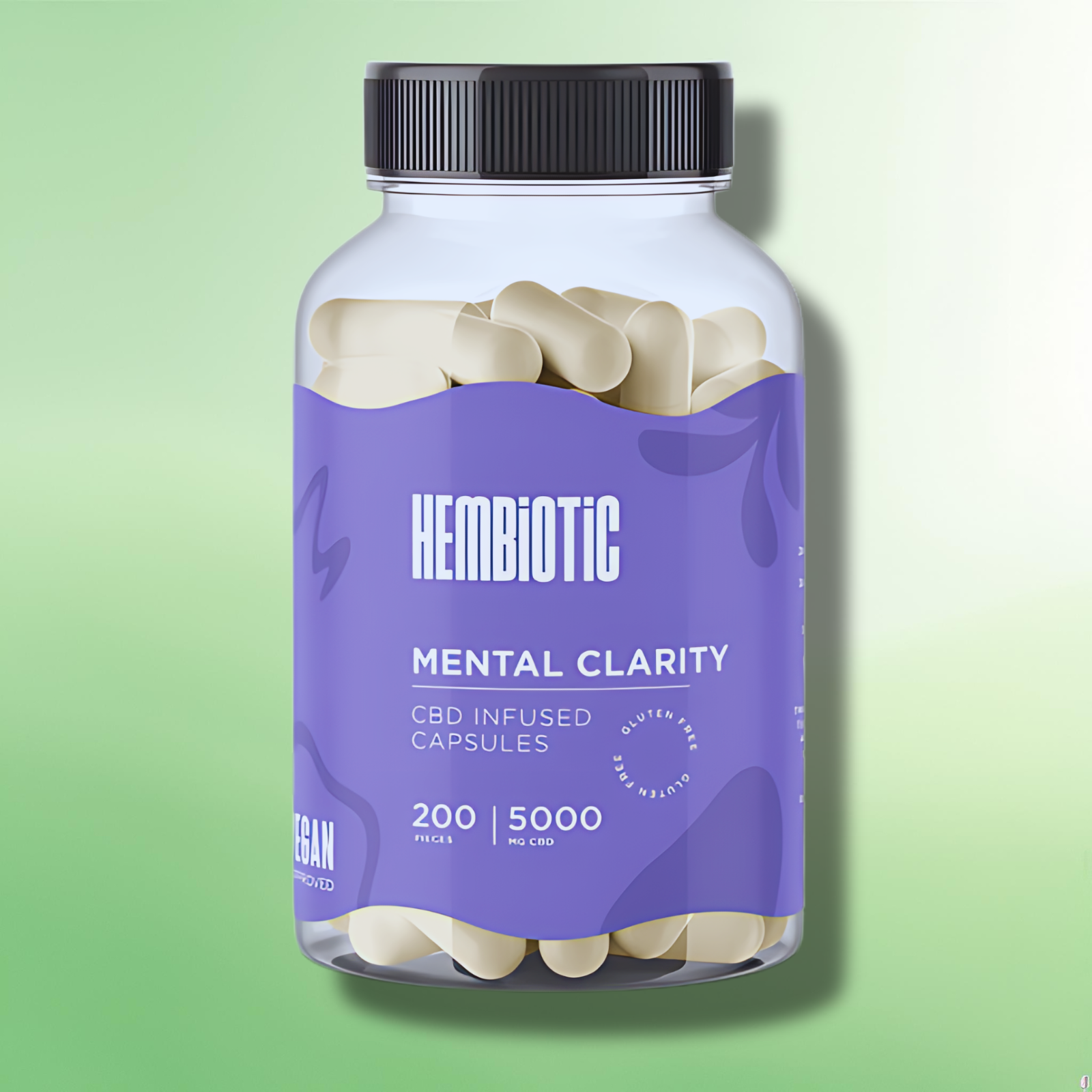 Organic CBD Capsules by Hembiotic - 750mg to 5000mg - Gluten Free - 30/200 Caps