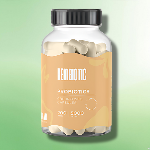 Organic CBD Capsules by Hembiotic - 750mg to 5000mg - Gluten Free - 30/200 Caps