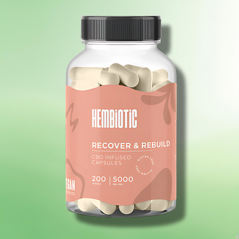 Organic CBD Capsules by Hembiotic - 750mg to 5000mg - Gluten Free - 30/200 Caps