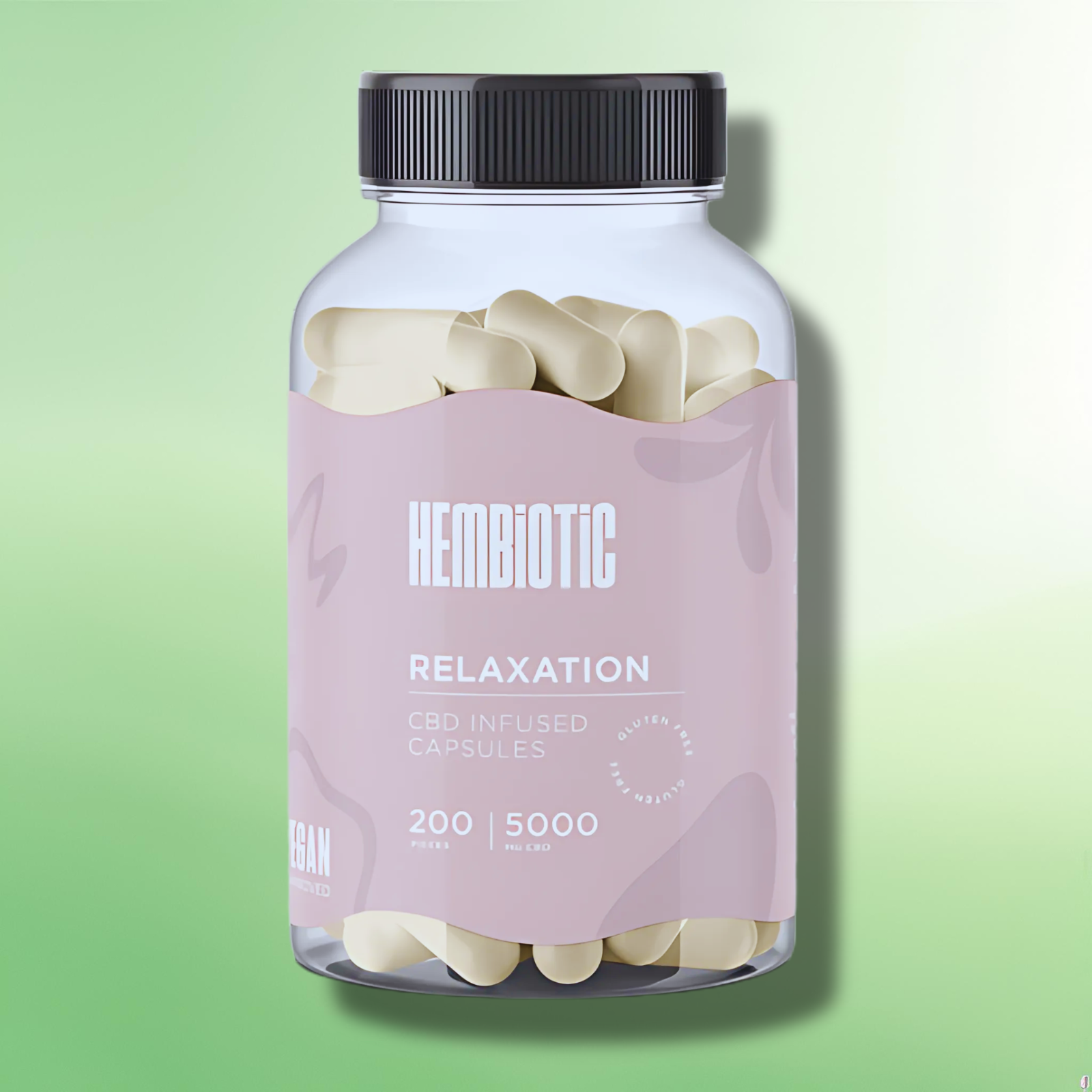 Organic CBD Capsules by Hembiotic - 750mg to 5000mg - Gluten Free - 30/200 Caps
