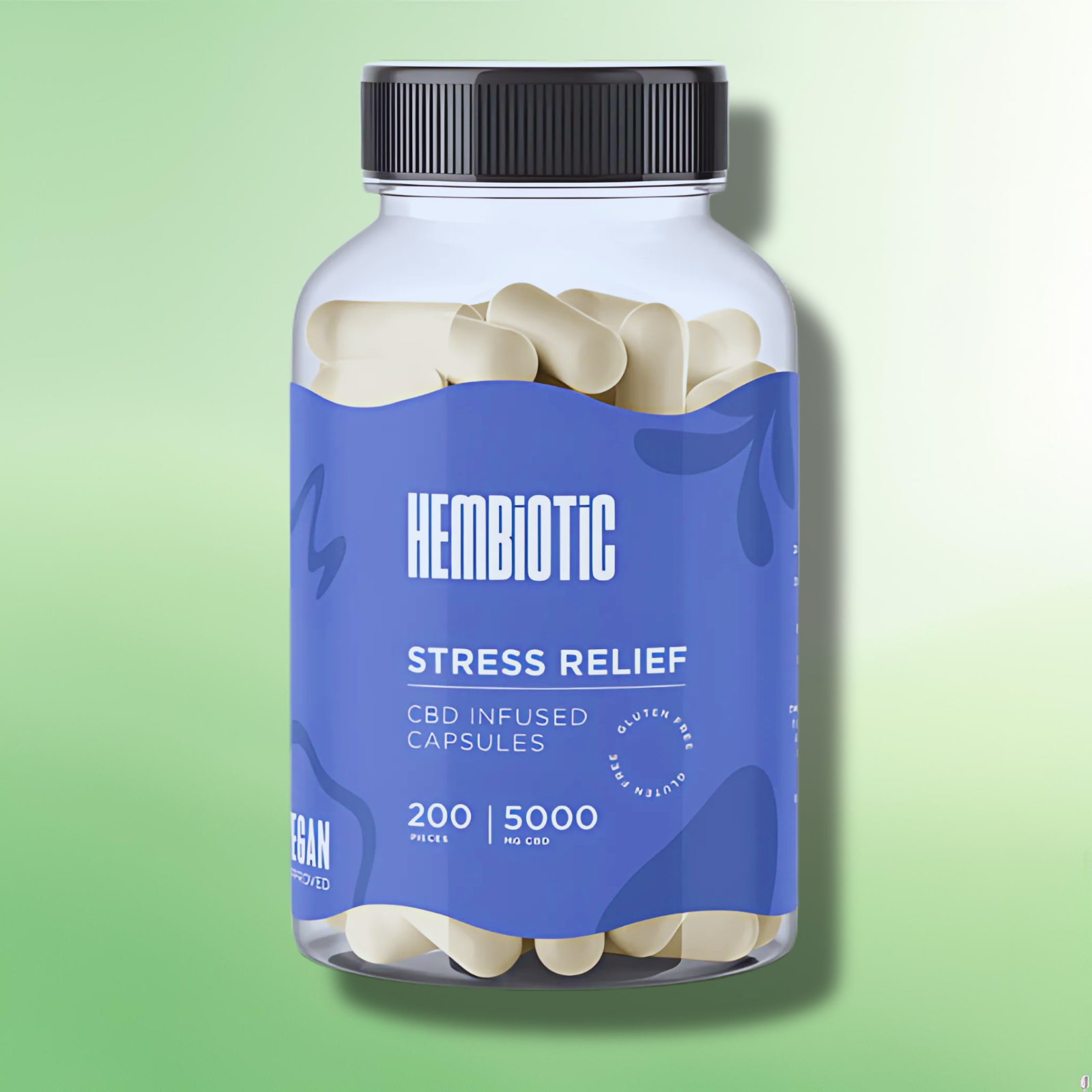 Organic CBD Capsules by Hembiotic - 750mg to 5000mg - Gluten Free - 30/200 Caps
