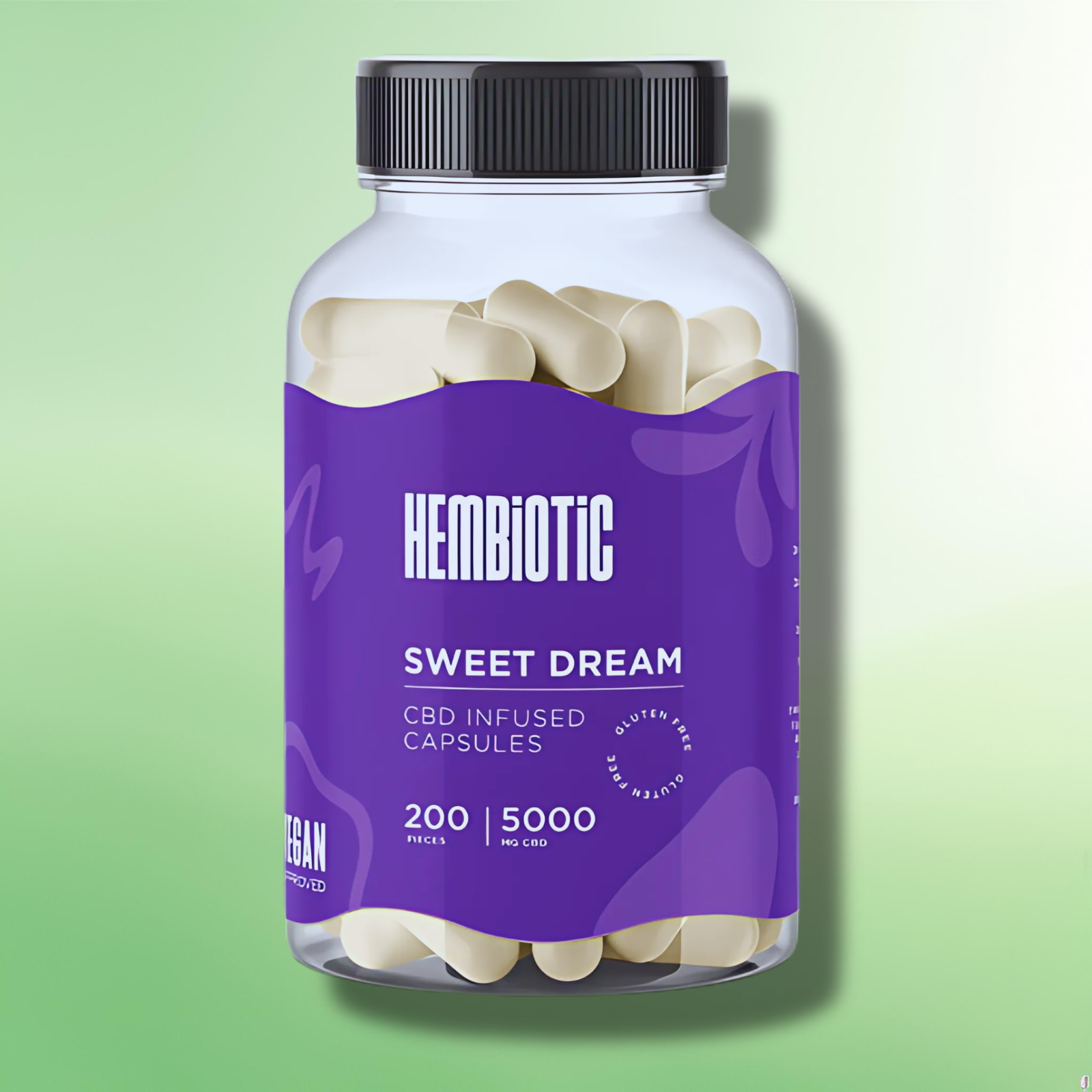 Organic CBD Capsules by Hembiotic - 750mg to 5000mg - Gluten Free - 30/200 Caps