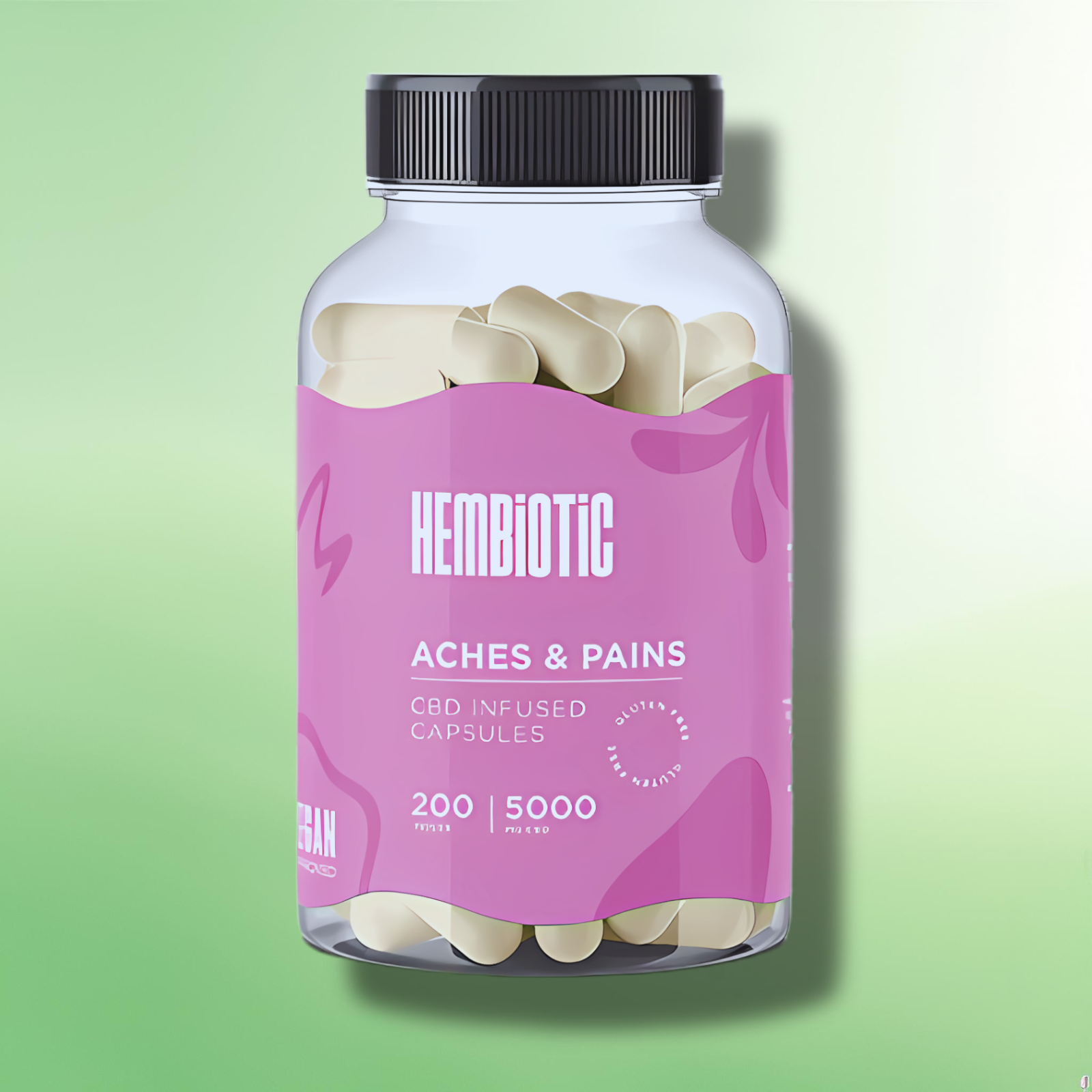 Organic CBD Capsules by Hembiotic - 750mg to 5000mg - Gluten Free - 30/200 Caps