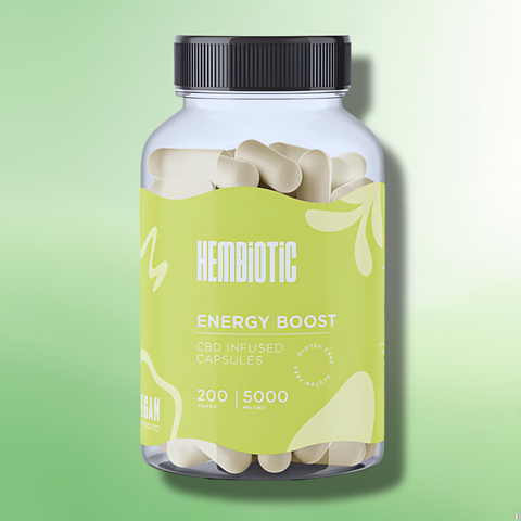 Organic CBD Capsules by Hembiotic - 750mg to 5000mg - Gluten Free - 30/200 Caps