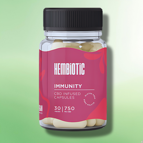 Organic CBD Capsules by Hembiotic - 750mg to 5000mg - Gluten Free - 30/200 Caps
