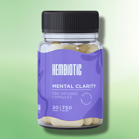 Organic CBD Capsules by Hembiotic - 750mg to 5000mg - Gluten Free - 30/200 Caps
