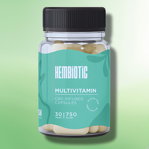 Organic CBD Capsules by Hembiotic - 750mg to 5000mg - Gluten Free - 30/200 Caps