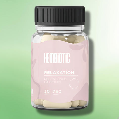 Organic CBD Capsules by Hembiotic - 750mg to 5000mg - Gluten Free - 30/200 Caps