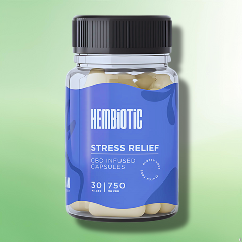 Organic CBD Capsules by Hembiotic - 750mg to 5000mg - Gluten Free - 30/200 Caps