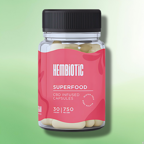 Organic CBD Capsules by Hembiotic - 750mg to 5000mg - Gluten Free - 30/200 Caps