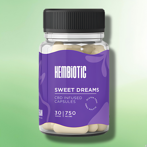 Organic CBD Capsules by Hembiotic - 750mg to 5000mg - Gluten Free - 30/200 Caps