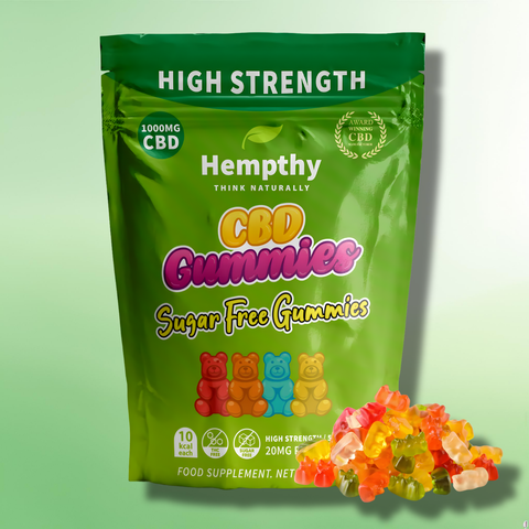 High Strength CBD Gummies by Hempthy - 99.9% CBD Isolate - 1000mg - 50 Pcs