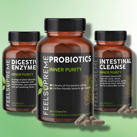 High Strength Digestive Health Capsules by Feel Supreme -  30/90 Caps - 3 Varieties