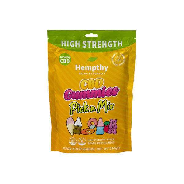 Hempthy 1000mg CBD Gummies - 50 Pieces