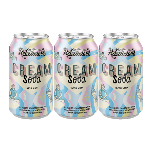 CBD Drinks by Rebelicious - 12 x 15mg CBD Cream Soda Sparkling Drinks - 330ml