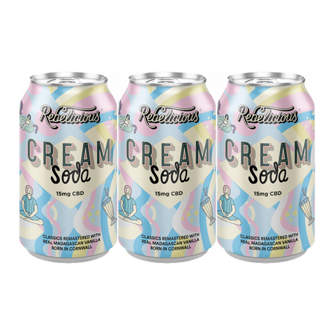 CBD Drinks by Rebelicious - 12 x 15mg CBD Cream Soda Sparkling Drinks - 330ml