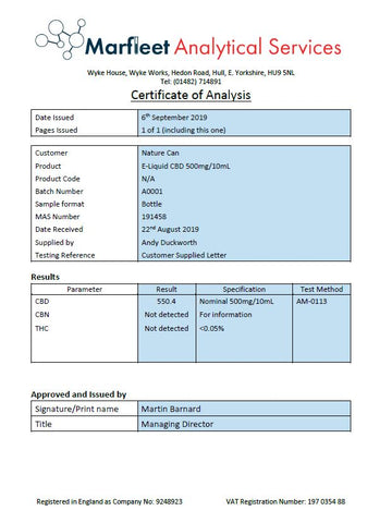 Naturecan 500mg CBD E-Liquid 10ml (80VG/20PG)