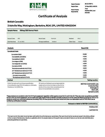 CBD Patches by British Cannabis - 500mg CBD Dermal Patches - 10 Patches