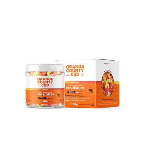 Orange County CBD 400mg - 1200mg CBD Fizzy Peach Rings - Small Tub