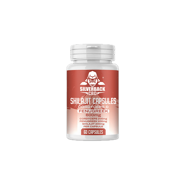 Silverback CBD 600mg Cordyceps + Fenugreek Infused Shilajit Capsules - 60 Caps - CBD Shack