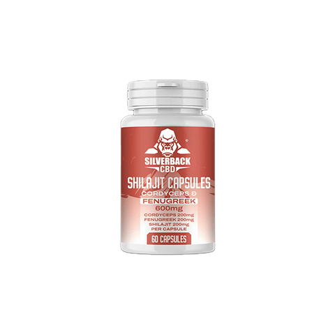 Silverback CBD 600mg Cordyceps + Fenugreek Infused Shilajit Capsules - 60 Caps - CBD Shack