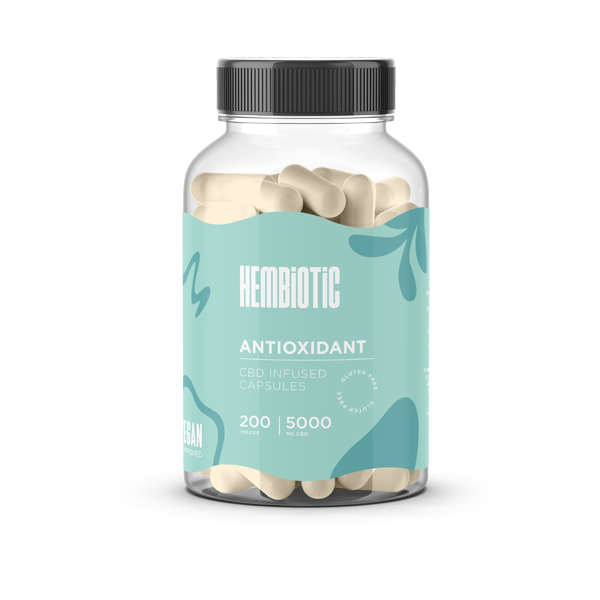 Organic CBD Capsules by Hembiotic - 750mg to 5000mg - Gluten Free - 30/200 Caps