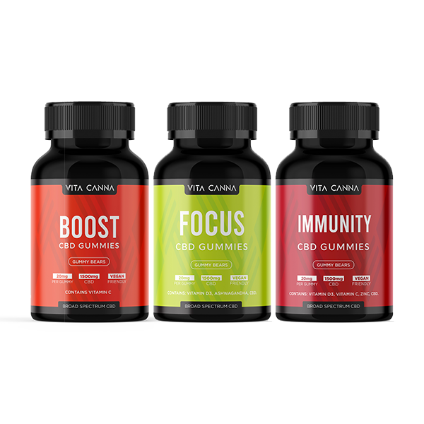 CBD Gummies by Vita Canna 750mg-1500mg CBD - Essential Vitamins + Vegan - 75 pcs