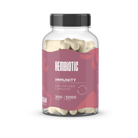 Organic CBD Capsules by Hembiotic - 750mg to 5000mg - Gluten Free - 30/200 Caps