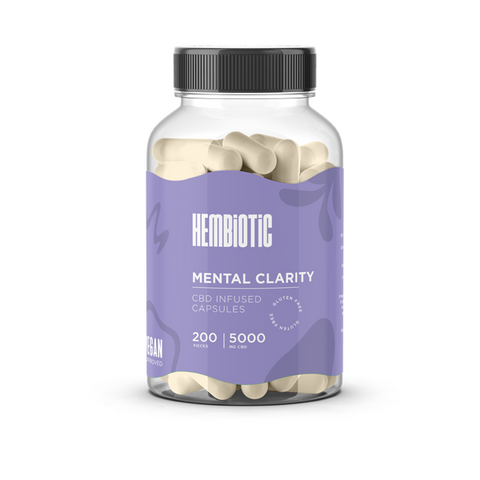Organic CBD Capsules by Hembiotic - 750mg to 5000mg - Gluten Free - 30/200 Caps