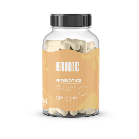 Organic CBD Capsules by Hembiotic - 750mg to 5000mg - Gluten Free - 30/200 Caps