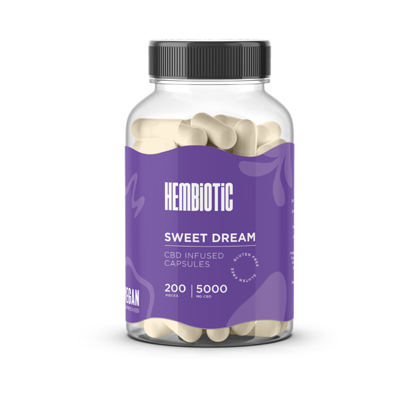Organic CBD Capsules by Hembiotic - 750mg to 5000mg - Gluten Free - 30/200 Caps