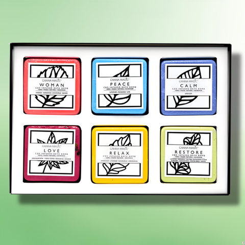 Luxurious 100mg CBD Infused Bath Bombs by Canna Magic - Womens Gift Set - 6 Pcs