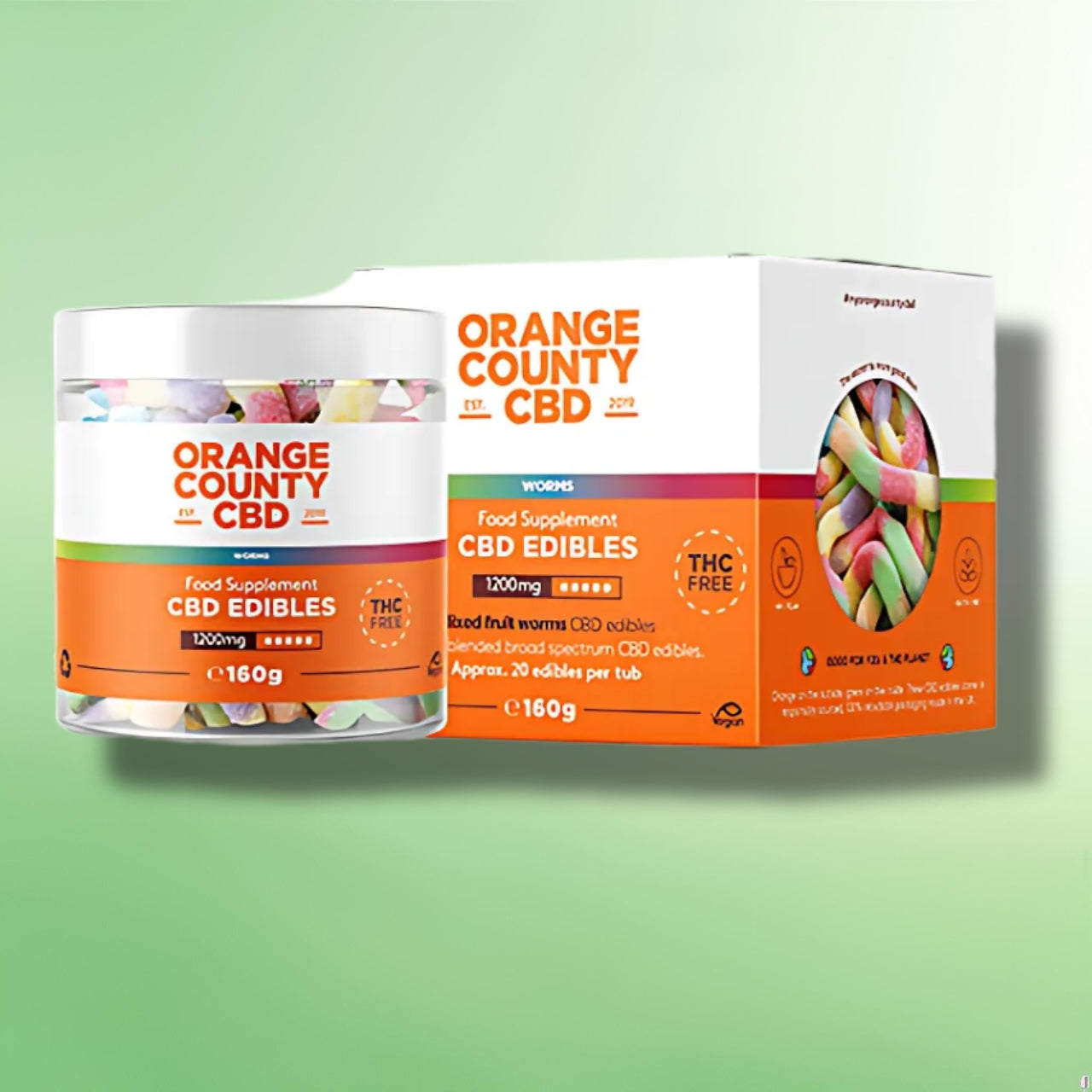 Broad Spectrum CBD Gummy Worms by Orange County | 400mg - 1200mg | 160g