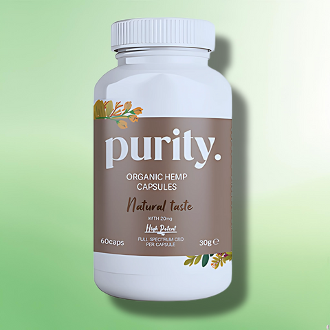 Cold Pressed CBD Oil by Purity - 600mg - 1200mg Full-Spectrum Capsules - 60 caps