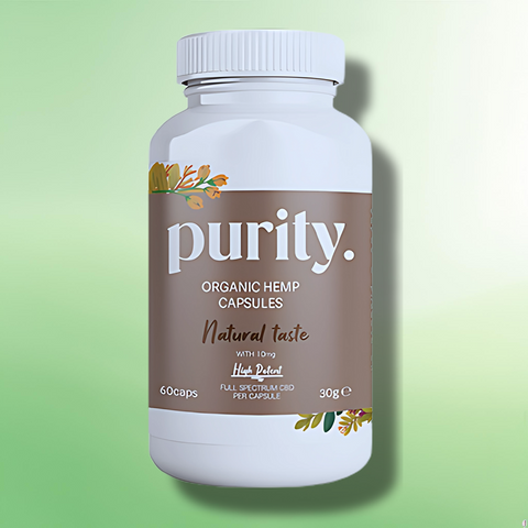 Cold Pressed CBD Oil by Purity - 600mg - 1200mg Full-Spectrum Capsules - 60 caps