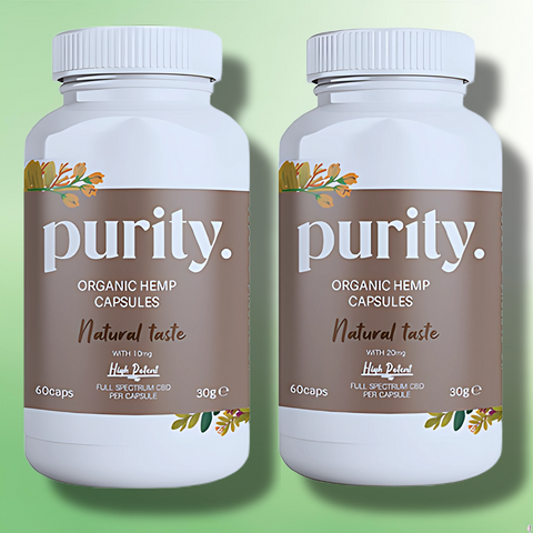 Cold Pressed CBD Oil by Purity - 600mg - 1200mg Full-Spectrum Capsules - 60 caps