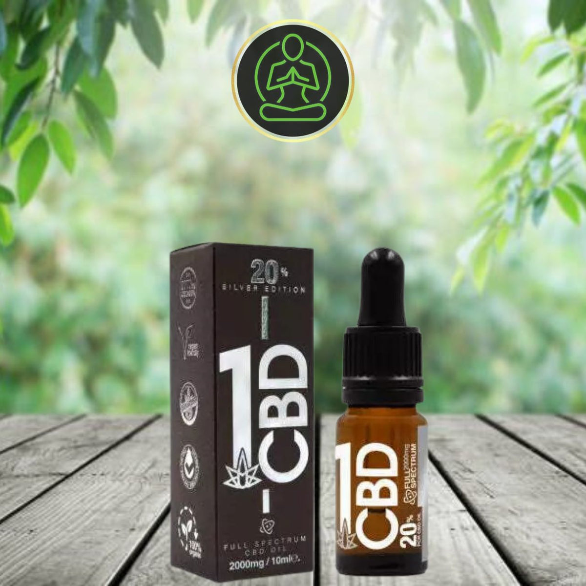 1CBD 20% Pure Hemp 1000mg - 2000mg CBD Oil Sliver Edition