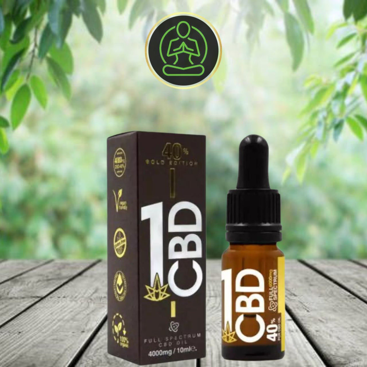 1CBD 40% Pure Hemp 4000mg CBD Oil Gold Edition 10ml